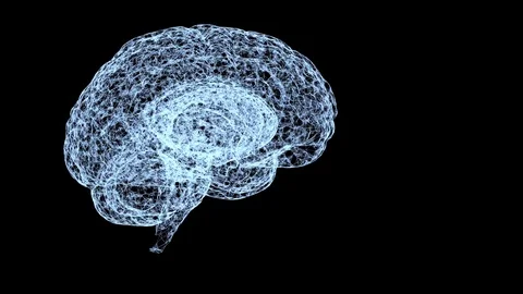 Concept of human intelligence. Abstract blue model of human brain on turning Stock Footage 121804723