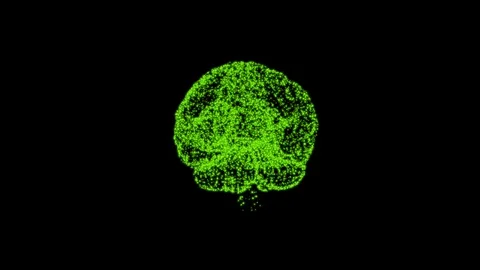 Concept of human intelligence. Abstract green model of human brain turning Stock Footage 121806760
