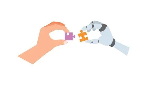 Concept of human-machine collaboration. Stock Illustration