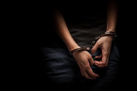 Concept of human trafficking on a black background Stock Photos