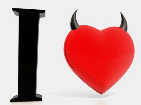 Concept of I love with horned devils heart Illustrazione stock