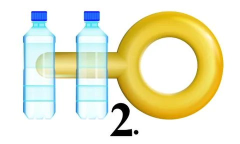 Concept icon, clean water will be worth its weight in gold, two bottles. H2O  Stock Illustration