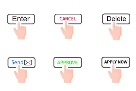 Concept icon, finger click, click on many computer buttons Stock Illustration