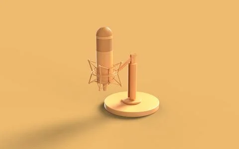 Concept icon monochrome yellow solid colour old vintage microphone sound spea Stock Illustration