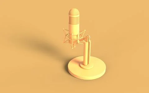 Concept icon monochrome yellow solid colour old vintage microphone sound spea Stock Illustration