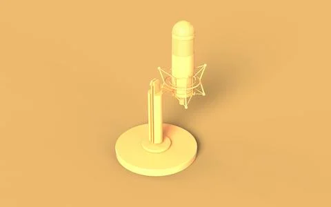 Concept icon monochrome yellow solid colour old vintage microphone sound spea Stock Illustration