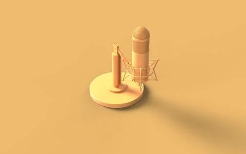 Concept icon monochrome yellow solid colour old vintage microphone sound spea Stock Illustration