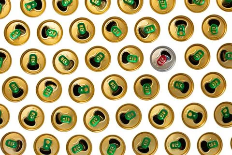 Concept of a idea and leadership in a pattern of cans Stock Photos