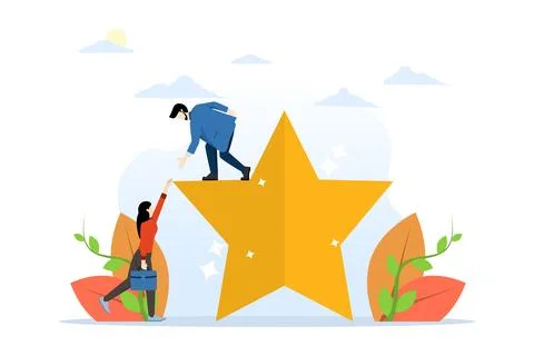 The concept of an idea to help allies reach the top of the stars Stock Illustration