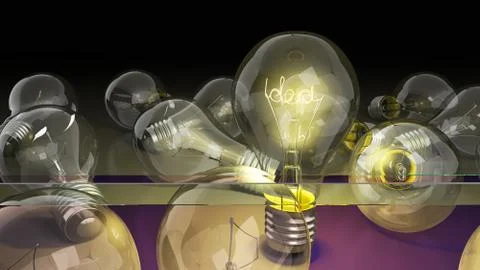 Concept of idea light bulb with word idea inside background for presentations Stock Illustration