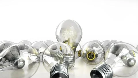 Concept of idea light bulb with word idea inside background for presentations Stock Illustration