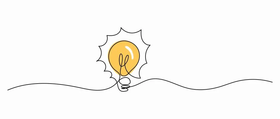Concept of idea with lightbulb with single line vector illustration Stock Illustration