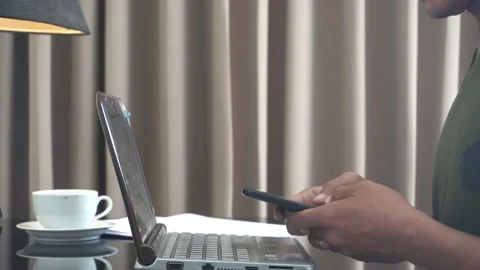 Concept idea man hold smart phone and text messaging 스톡 동영상 227480177