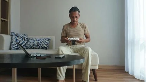 Concept idea man using mobile phone Фото