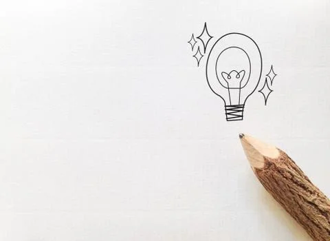 Concept of idea on white note paper and pencil Stock Illustration