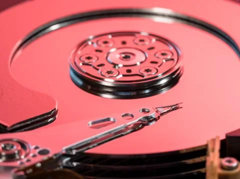 Concept illustration of artificial intelligence or data mining using hard drive 스톡 사진