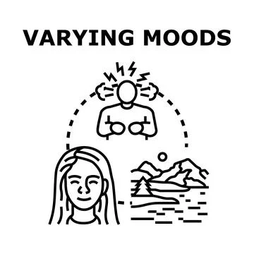 Concept illustration displaying different human emotional states including an Stock Illustration