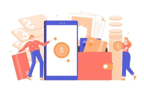 Concept illustration of a financial application. Stock Illustration
