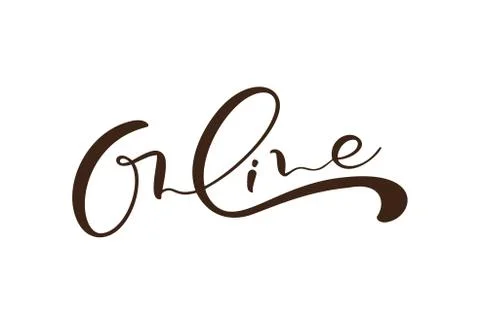 Concept illustration of internet using. Online vector calligraphy word logo Stock-Illustration