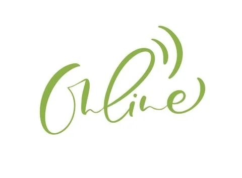 Concept illustration of internet using. Online vector calligraphy word logo 스톡 일러스트