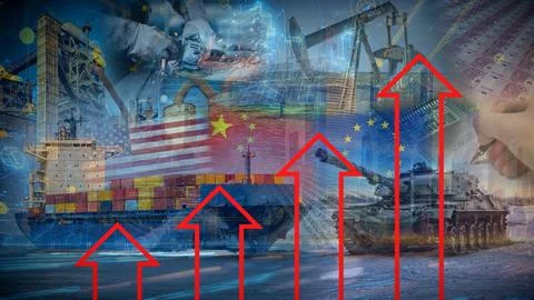 Concept Illustration Showing Trade War Escalating Stock Illustration