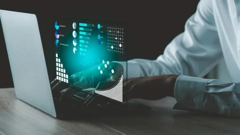 Concept image of data gathering and statistical working. Stock Photos
