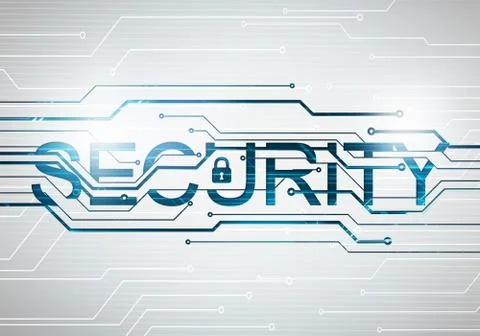 Concept image internet security and safety on circuit microchip background Stock Illustration