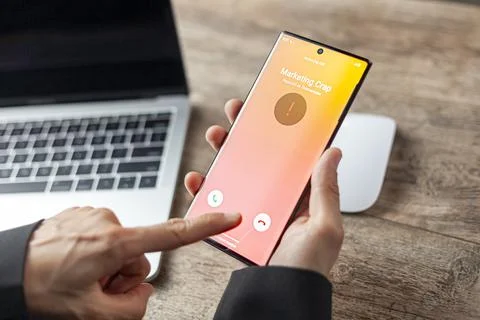 Concept image showing an office setting where a professional is receiving an  Stock Photos