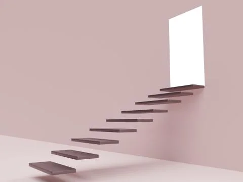 Concept image with staircase and open door with light Stock Illustration