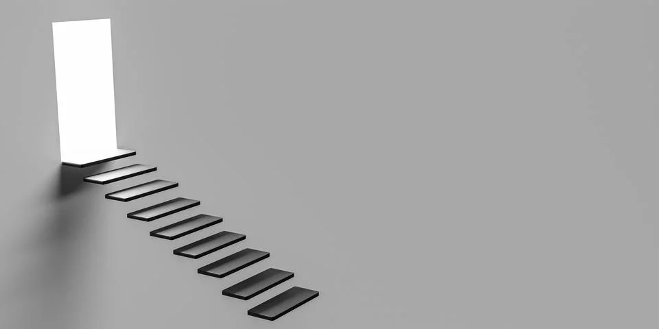 Concept image with staircase and open door with light Stock Illustration