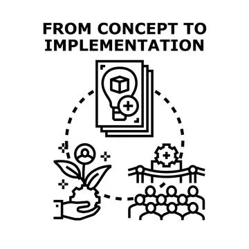 Concept to implementation process idea development Stock Illustration