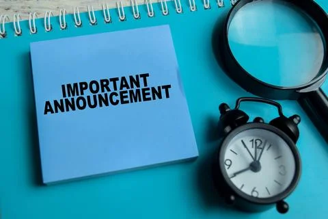 Concept of important announcement write on sticky notes Stock Photos