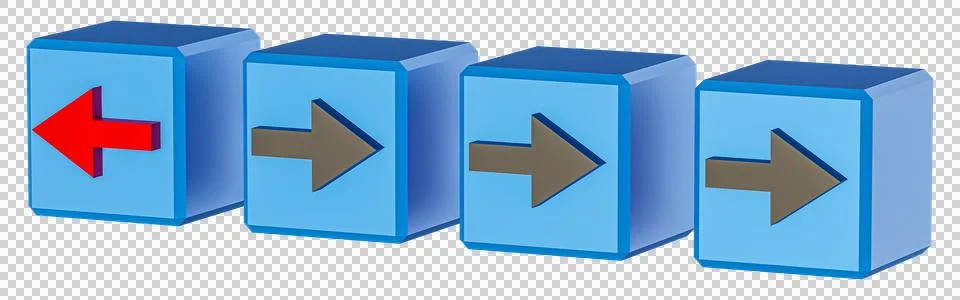 Concept of individuality. Cubes with arrows Stock Illustration