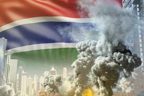 Concept of industrial explosion or terroristic act on Brazil flag Stock Illustration