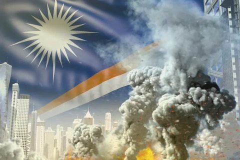 Concept of industrial explosion or terroristic act on Brazil flag Stock Illustration