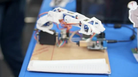 The concept of industrial production of artificial intelligence robotic hand Stock-Footage 334587131