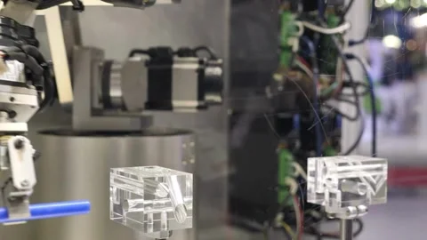 The concept of industrial production of artificial intelligence robotic hand Stock Footage 334587147