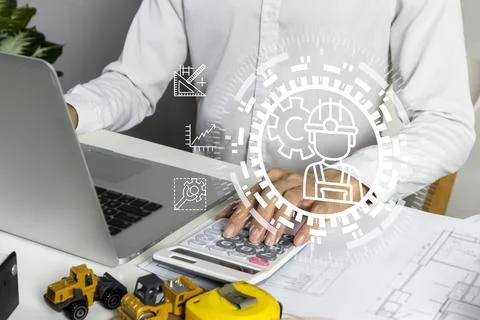 The concept of industrial structural engineering and heavy machinery planni.. Stock Photos