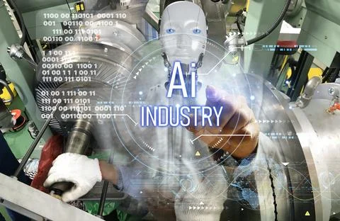 The concept of industry using AI to replace people, Industry 5.0 or green i.. Stock Photos