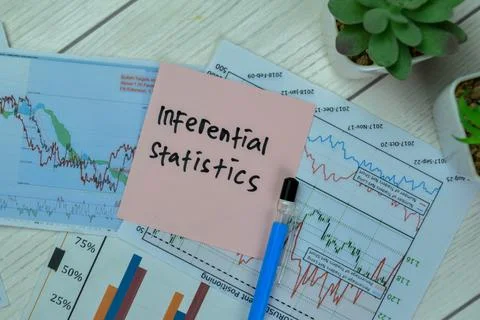 Concept of Inferential statistics write on sticky notes with statistics Stock Photos