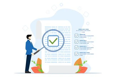 Concept of inspection or document review, legal or audit report. 스톡 일러스트