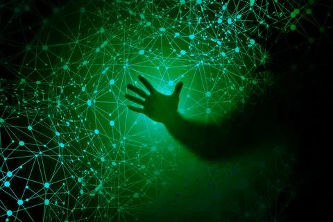 The concept of instability in computer networking. Shadow of a thief with bin Stock Photos