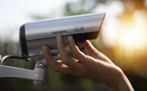 Concept of installing CCTV cameras, IP cameras, security monitoring Stock Photos