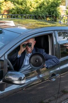 Concept of an intelligence operation, data gathering and covert surveillance  库存照片