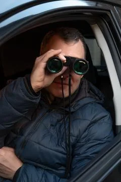 Concept of intelligence service or private detective conducting covert observ Fotos Stock