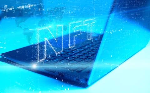 The concept of interaction between man and technology in the modern world. In Stock Photos