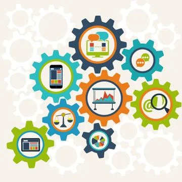 Concept of interconnection business processes Stock Illustration