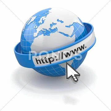 Concept of internet browser. earth and cursor. 3d Stock Illustrationen