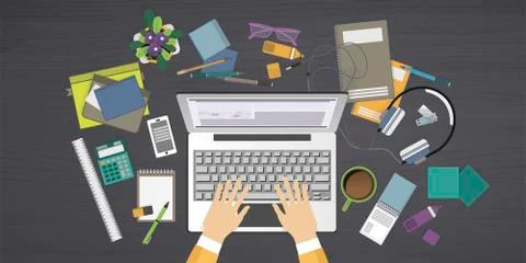 Concept of internet learning on workplace Stock Illustration