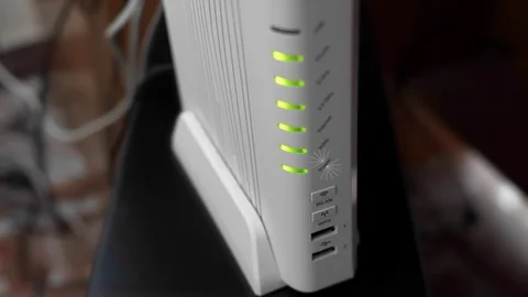 The concept of Internet or data transfer. Blinking Indicators Wi-Fi Router 스톡 동영상 101692069